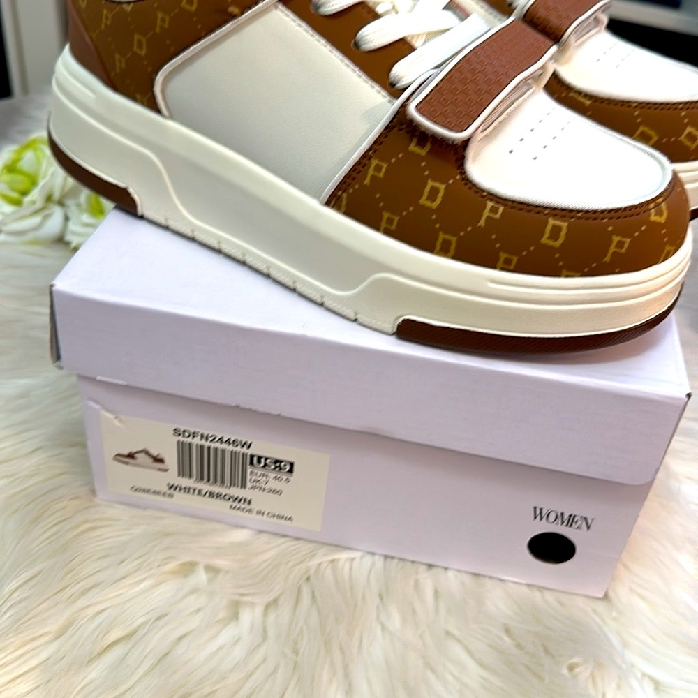Designer Print Women’s Sneakers in White and Brown By Dream Pairs NEW! - Picture 9 of 9